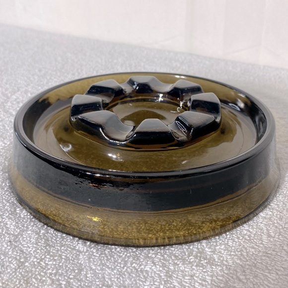 Vintage MCM Smoky Glass Ashtray Trinket Dish Glass Decor - Picture 8 of 13